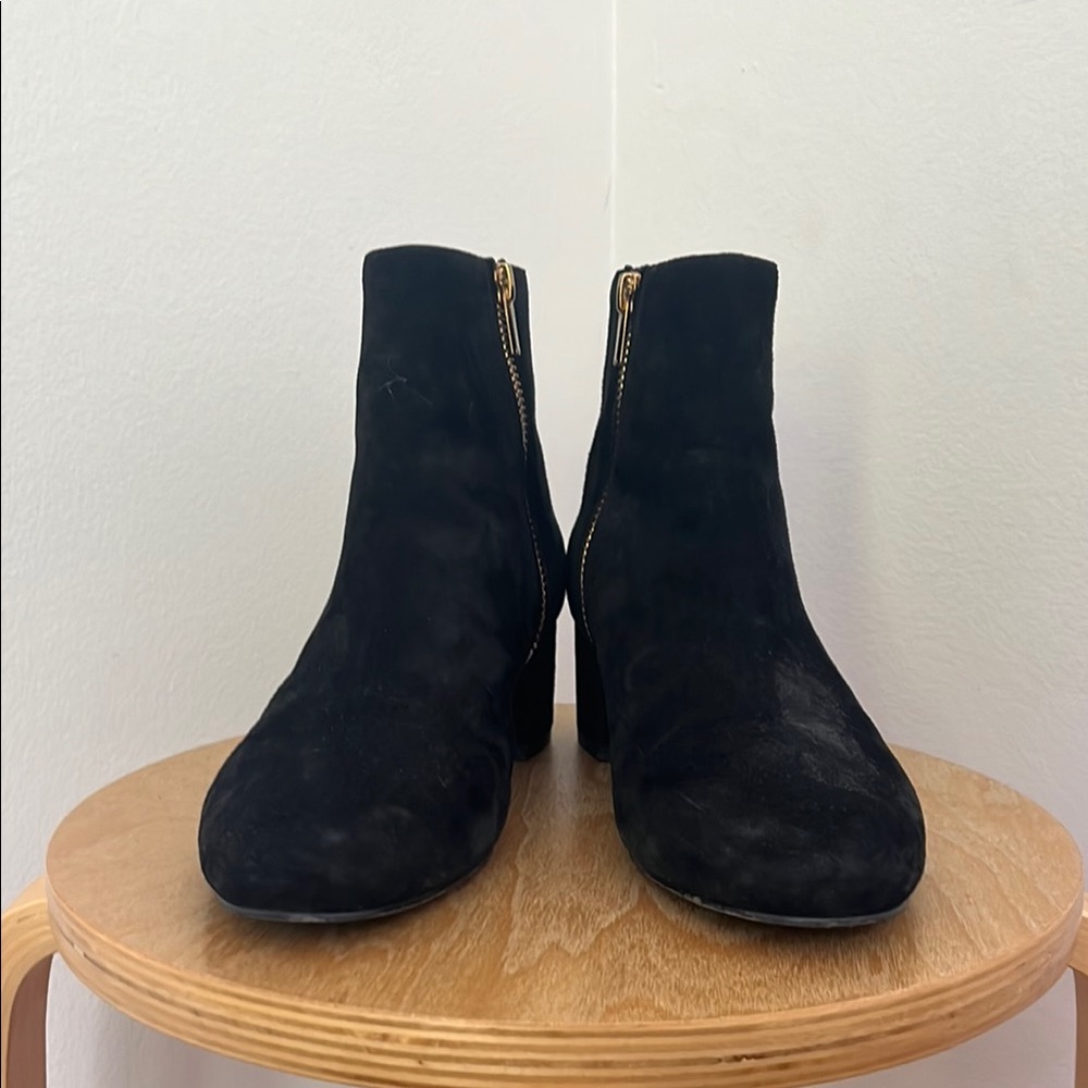 & Other Stories Black Ankle Boots with Gold Zipper 8